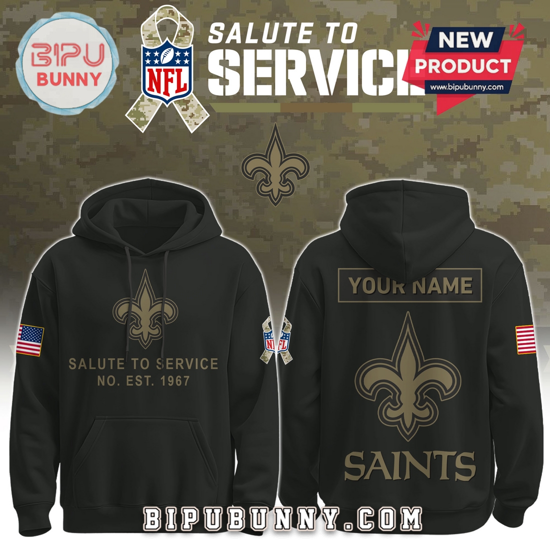 New Orleans Saints Nike 2025 Salute to Service Pullover Hoodie New Orleans Saints Nike 2025 Salute to Service Pullover Hoodie