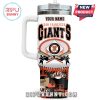 Front of Giants tumbler with team name, stadium art, and bold lower design