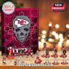 Chiefs-themed advent calendar surrounded by mini collectibles and team merchandise.