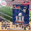 New England Patriots advent calendar with Super Bowl LI theme and collectible figures on a wooden table.