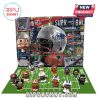 NFL advent calendar with football artwork and Patriots theme next to an NFL logo on a blue camouflage background!