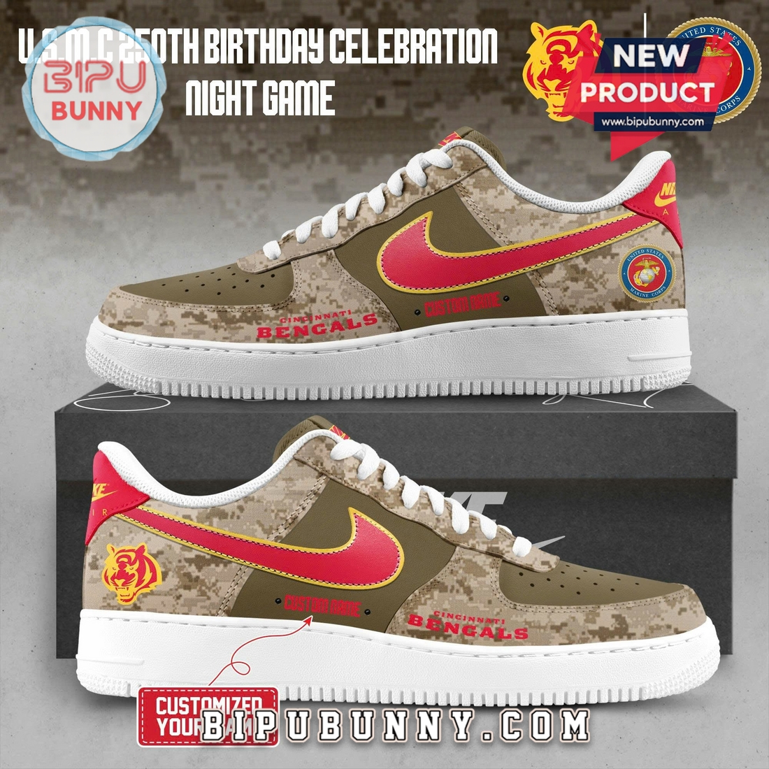 NFL × U.S.M.C 250th Anniversary Air Force 1 Sneakers NFL × U.S.M.C 250th Anniversary Air Force 1 Sneakers