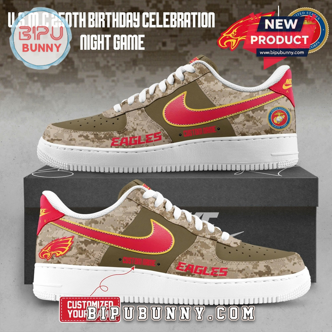 NFL × U.S.M.C 250th Anniversary Air Force 1 Sneakers NFL × U.S.M.C 250th Anniversary Air Force 1 Sneakers