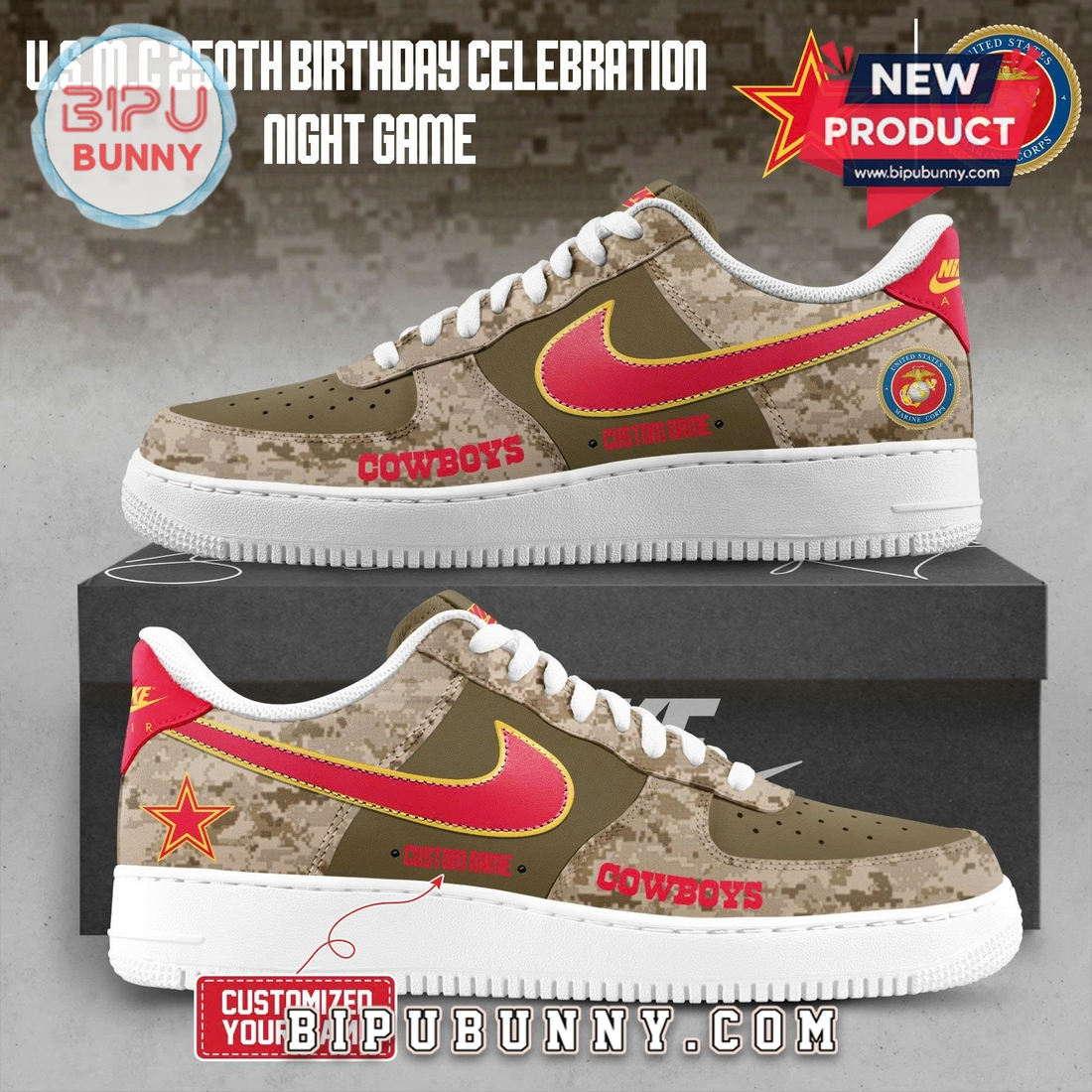 NFL × U.S.M.C 250th Anniversary Air Force 1 Sneakers NFL × U.S.M.C 250th Anniversary Air Force 1 Sneakers