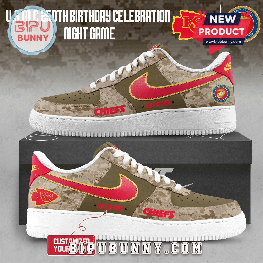 NFL × U.S.M.C 250th Anniversary Air Force 1 Sneakers NFL × U.S.M.C 250th Anniversary Air Force 1 Sneakers