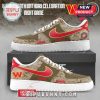 Ohio State USMC sneaker with camo base, red swoosh, and personalized name space.