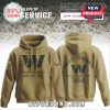 Washington Commanders Salute to Service hoodie in khaki with team logo and flag patch.