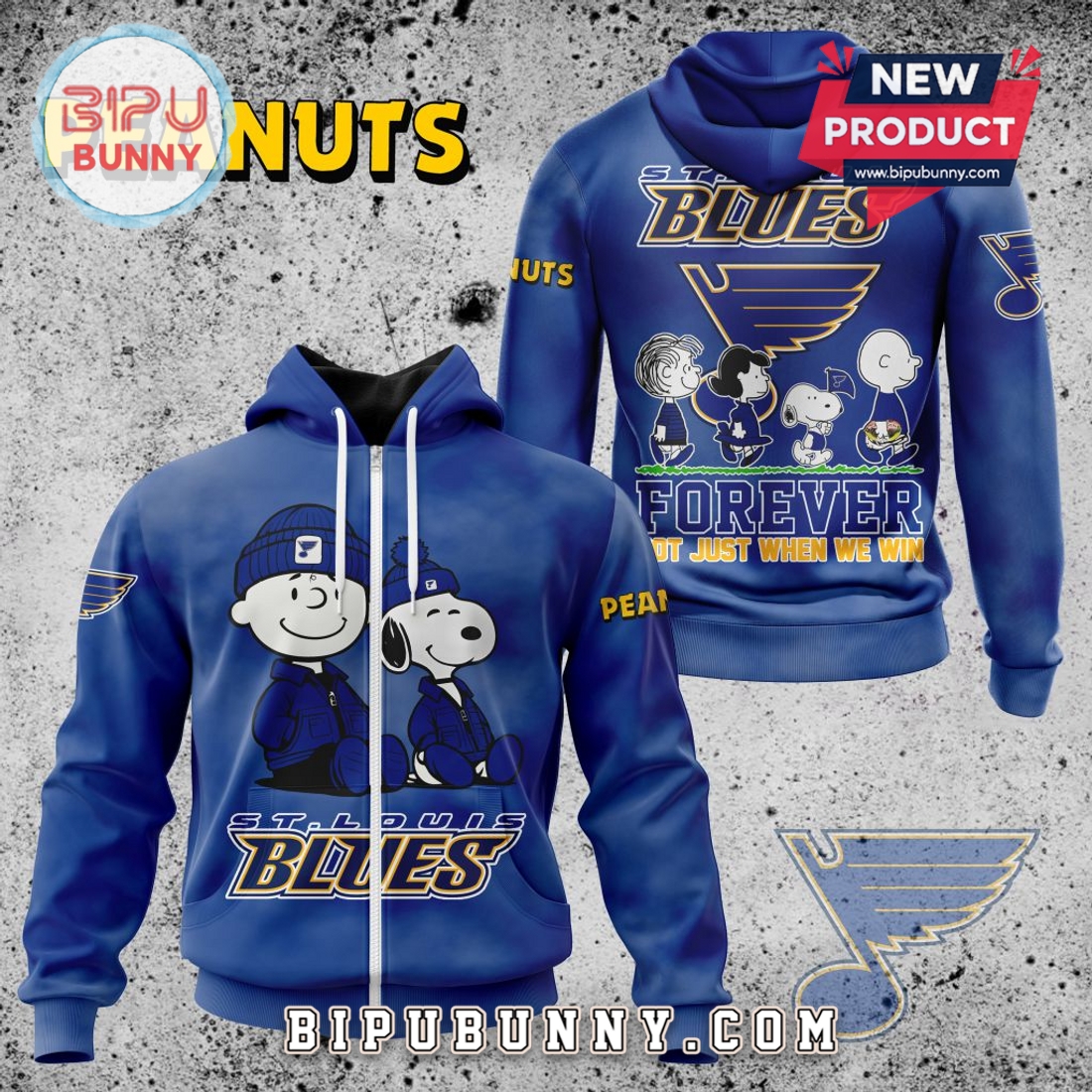 NHL St. Louis Blues Peanuts 75th Anniversary Hoodie NHL St. Louis Blues Peanuts 75th Anniversary Hoodie