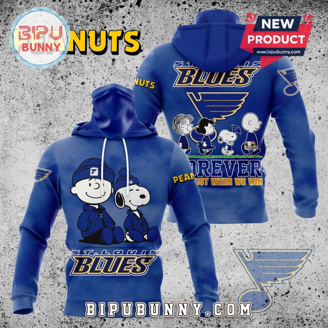 NHL St. Louis Blues Peanuts 75th Anniversary Hoodie NHL St. Louis Blues Peanuts 75th Anniversary Hoodie