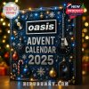 Close-up of Oasis 2025 advent calendar with guitar and music designs.