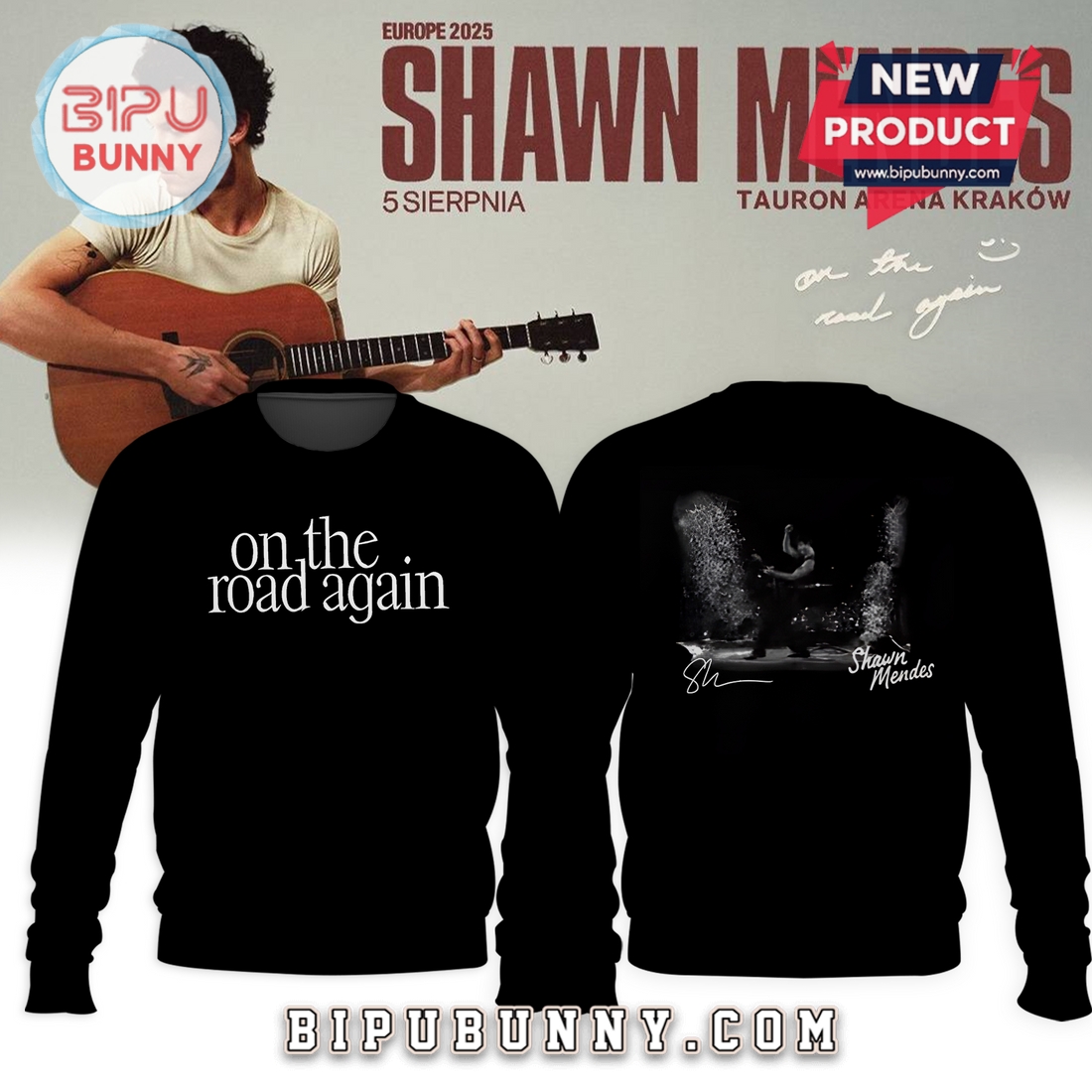On The Road Again x Shawn Mendes Black Hoodie On The Road Again x Shawn Mendes Black Hoodie