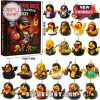 Collection of 24 duck figures styled as rock musicians with accessories.