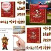 Collage of San Francisco 49ers 80th Anniversary Advent Calendar and 24 football ornaments!