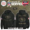 San Francisco 49ers Nike Salute to Service hoodie with customizable name and American flag.