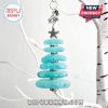 A sea glass Christmas tree in blue, with a starfish and the year 2024 charm.