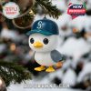 Seattle Mariners seagull ornament wearing a team cap hanging on a Christmas tree.