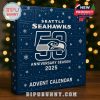 Front view of the dark blue Seattle Seahawks 50th Anniversary Advent Calendar box!