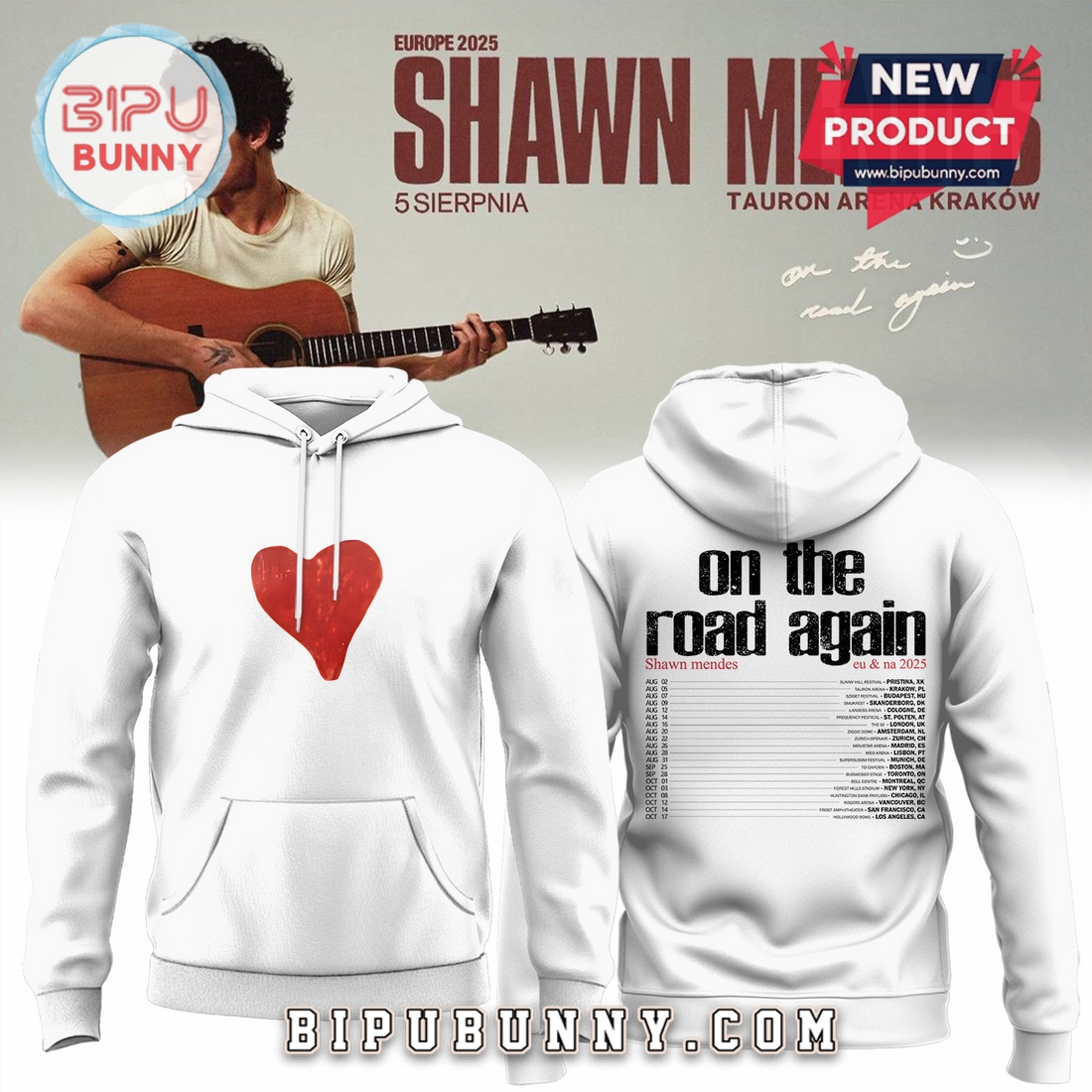 Shawn Mendes On The Road Again Heart Hoodie Shawn Mendes On The Road Again Heart Hoodie