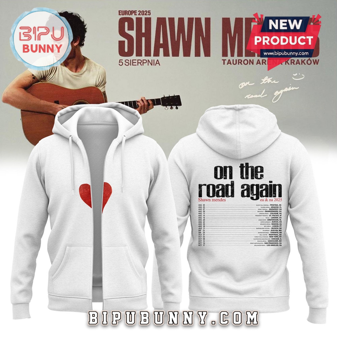 Shawn Mendes On The Road Again Heart Hoodie Shawn Mendes On The Road Again Heart Hoodie