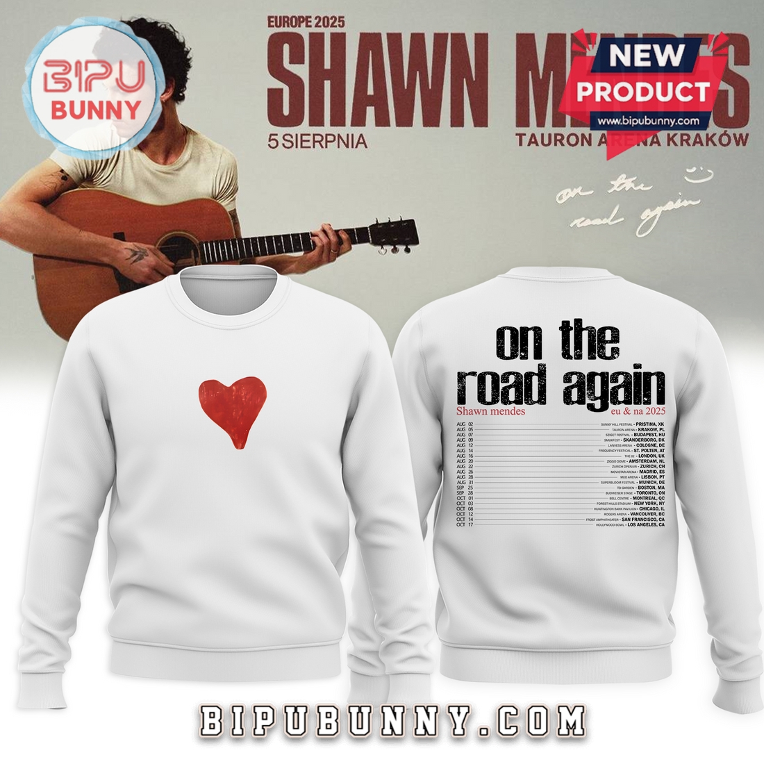 Shawn Mendes On The Road Again Heart Hoodie Shawn Mendes On The Road Again Heart Hoodie