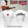 White t shirt with red heart on front and Shawn Mendes 2025 tour dates on back.