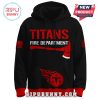 Front view of a hoodie with Titans Fire Department and ax design.