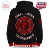 Back view of a hoodie with firefighter emblem and Tennessee Titans text.