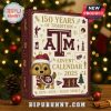 Texas A&M Advent Calendar and mascot ornament placed near Christmas tree.