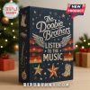 Doobie Brothers Advent calendar set against a holiday background with decorations and a gift box.
