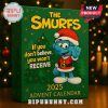 2025 Smurfs Advent Calendar with Santa-themed Smurf design and festive background.