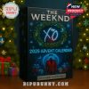 The Weeknd 2025 Advent Calendar with XO wreath design and a festive background.