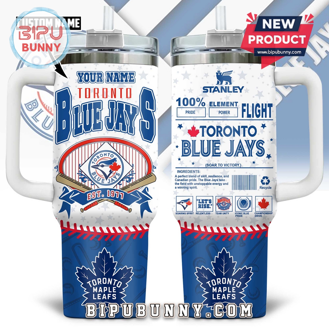 Toronto Blue Jays Custom Stanley Tumbler 40oz Toronto Blue Jays Custom Stanley Tumbler 40oz