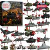 Military-themed advent calendar with 24 miniature U.S. military vehicle ornaments.