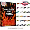Muscle car advent calendar 2025 with 24 mini car models shown clearly.