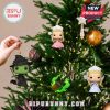 Wicked character ornaments hanging on a decorated Christmas tree