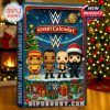 Family smiling and holding the WWE Champions Advent Calendar at a dining table with Christmas decorations!