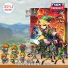 Zelda advent calendar with open door showing mini Link figure and themed gifts.