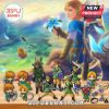 Zelda mini figures and accessories displayed with fantasy background and blurred Link artwork!