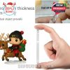 A close-up look at the durability and glossy finish of a holiday ornament, with a Chicago Blackhawks figure riding a reindeer and instructions for use!