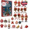 An advent calendar packed with baseball charm, featuring miniature Cincinnati Reds players, jerseys, mascots, fan gear, and stadium memorabilia—all in a festive holiday box!