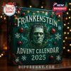 Frankenstein Advent Calendar 2025 displayed in front of a Christmas tree with festive decorations.