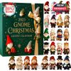 A whimsical holiday advent calendar featuring 24 collectible gnome figurines in various Christmas and character-themed outfits!