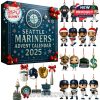 A baseball-themed advent calendar featuring Seattle Mariners icons, players, stadium elements, and holiday-themed ornaments!