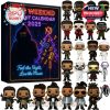 A neon-themed advent calendar celebrating The Weeknd, featuring 24 stylized mini figures in signature outfits and music-inspired visuals!