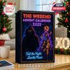 A stylish music-themed advent calendar box with neon design, set in a cozy Christmas room with lights and XO branding!