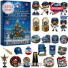 A vibrant advent calendar box celebrating the Toronto Blue Jays' 2025 AL championship, with collectible mini ornaments featuring players, trophies, and baseball-themed memorabilia.