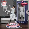 Tim Hill Yankees figure in pitching pose, placed beside packaging and a modeling screen showing the sculpt process!