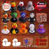 A smaller version of the calendar labeled 13-Day Spooky Countdown, showing part of the duck lineup and teasing two unknown figures behind special doors!