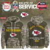 Chiefs-themed olive hoodie with camo accents, custom name area, and bold NFL veteran and team branding!