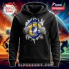Chargers hoodie with ripped chest effect showing team logo.